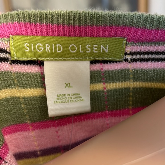 Sigrid Olsen Sweater with Belt Detail, great Colors for Spring, New with Tags - Picture 7 of 10